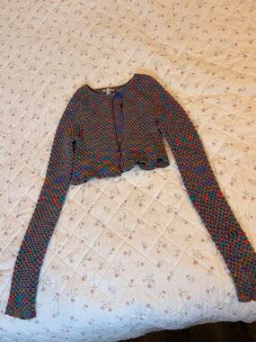 Urban Outfitters Multicolor Cropped Knit Cardigan